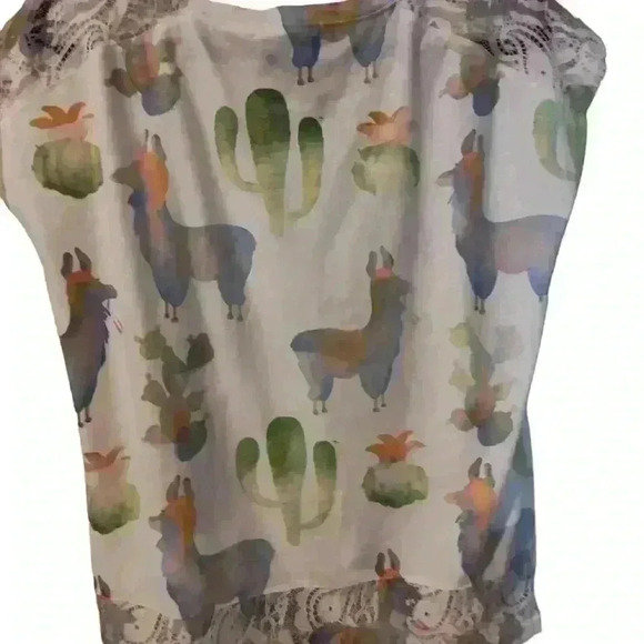 🐪🦙🌵Indigo Soul Boutique Camel llama & Cactus Top Shirt Blouse Size Small #75 - Picture 2 of 2